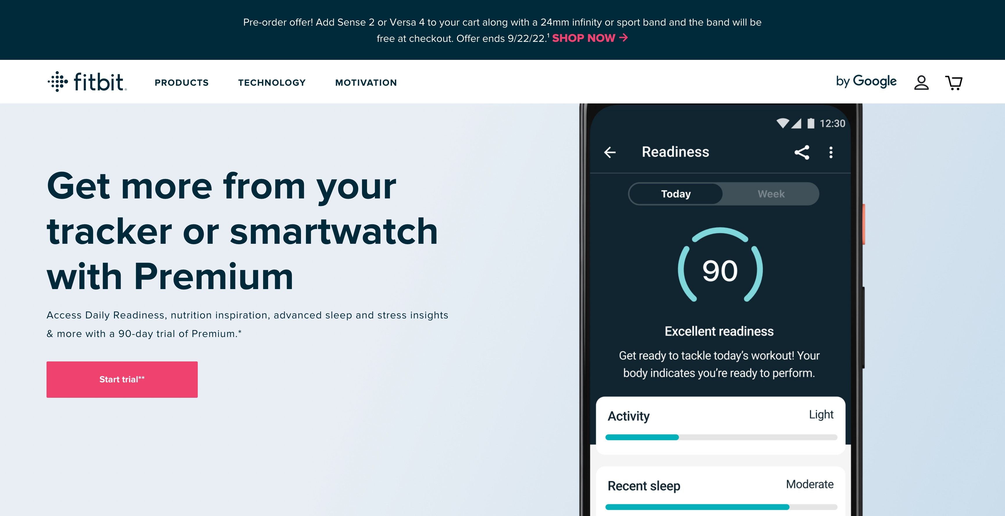 Screenshot of Fitbit Premium home page