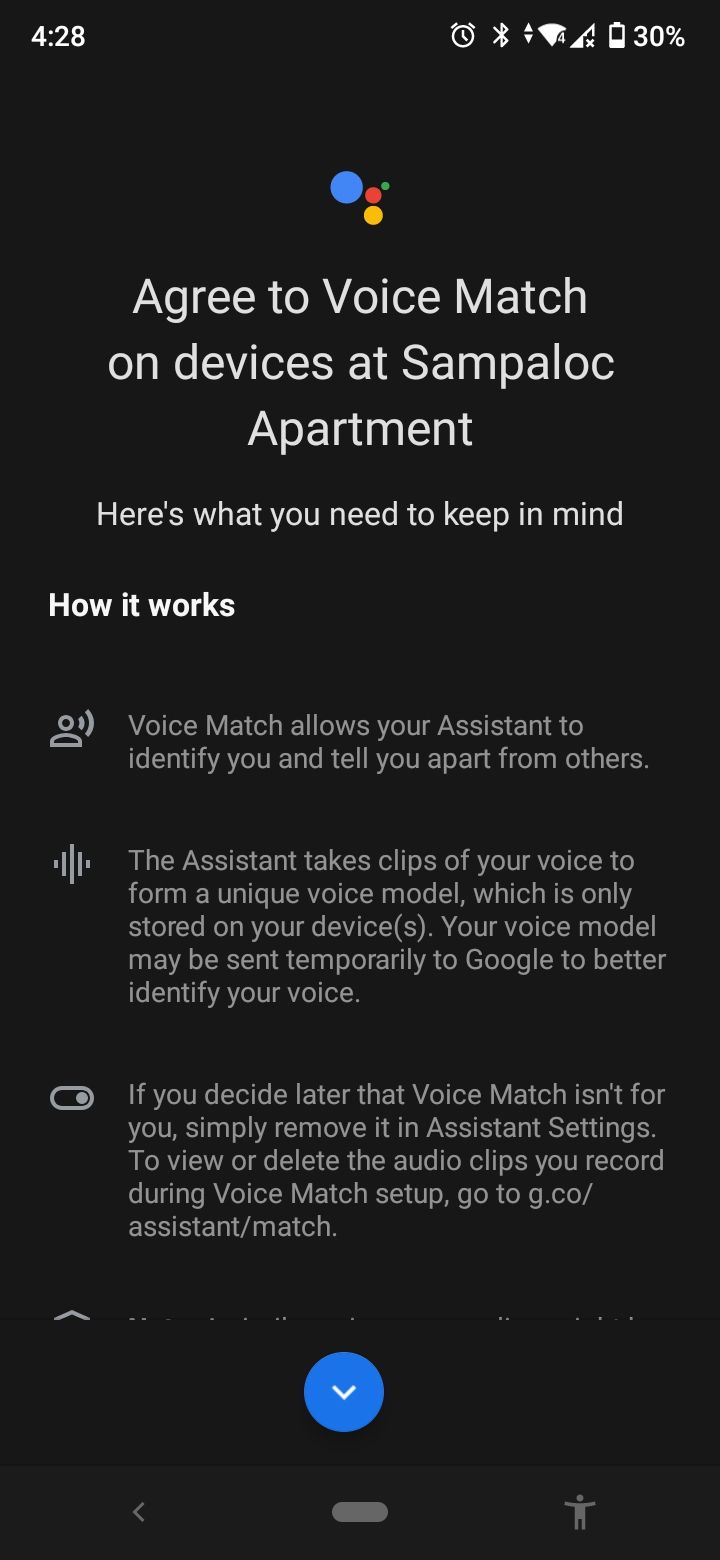 google home app agree to voice match