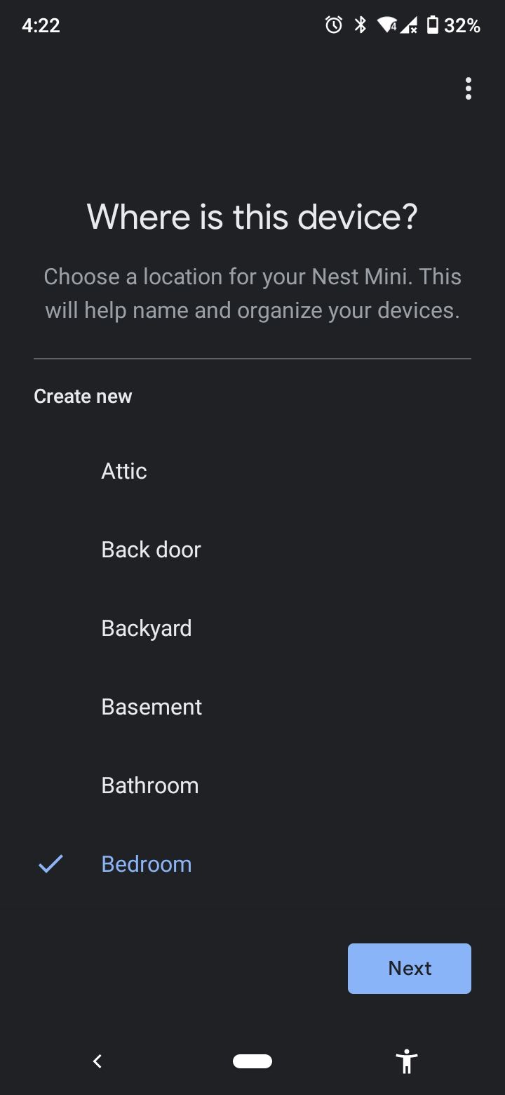google home app room choices