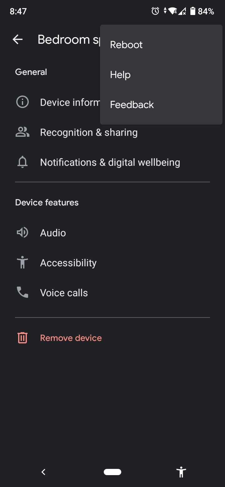 google home reboot speaker settings