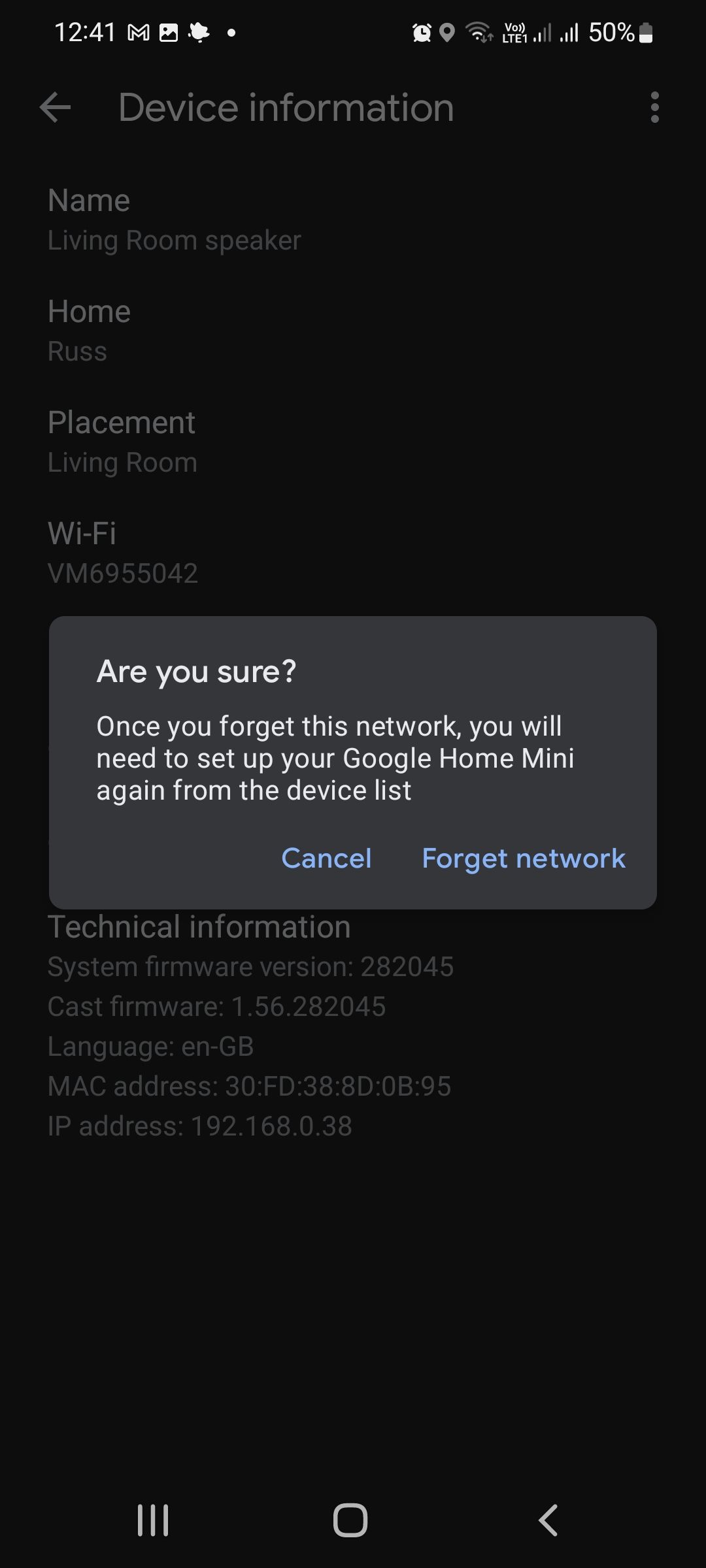 Google home device information