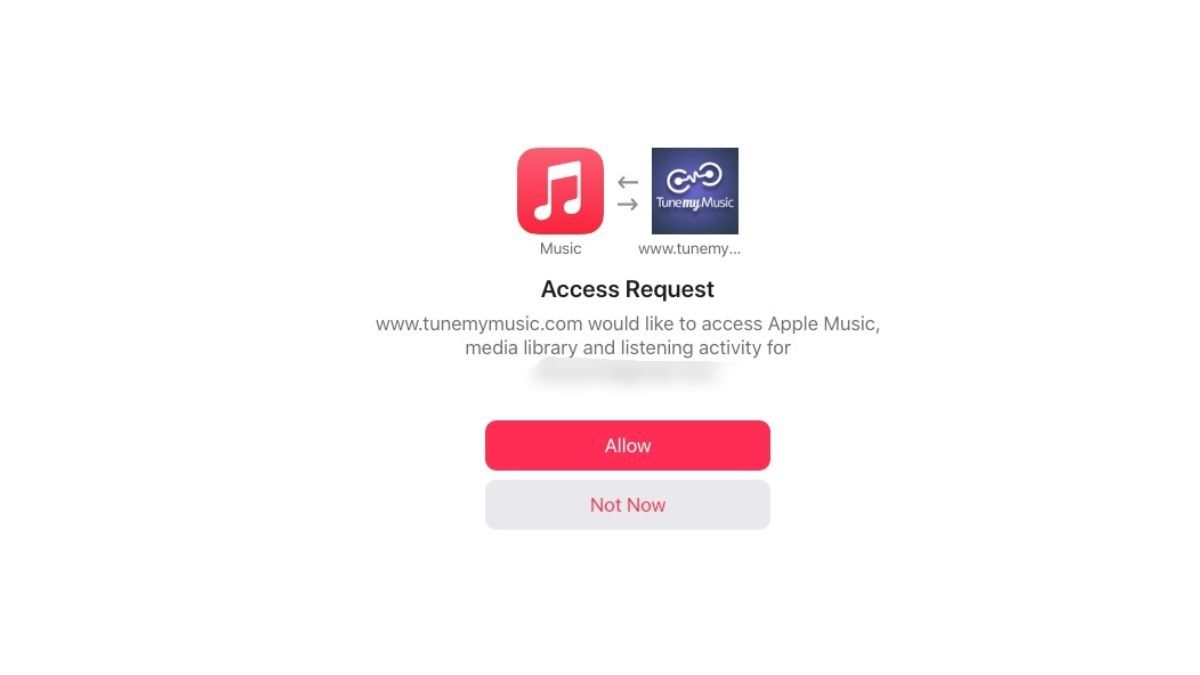 Granting Tune My Music permission to access Apple Music library