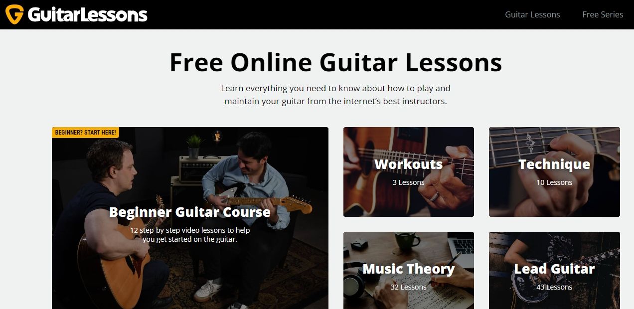 guitarlessons website screenshot