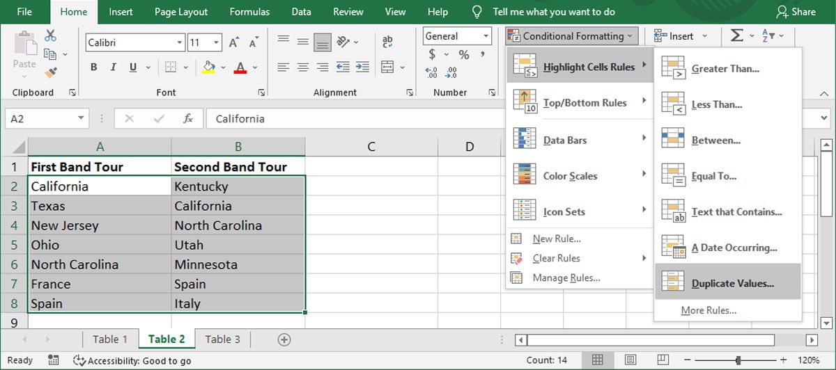 Sorot data duplikat di Excel