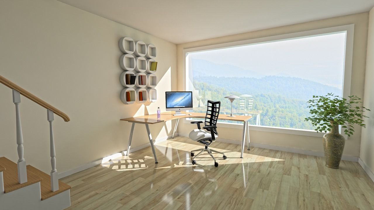 Well-lit home office with ergonomic chair