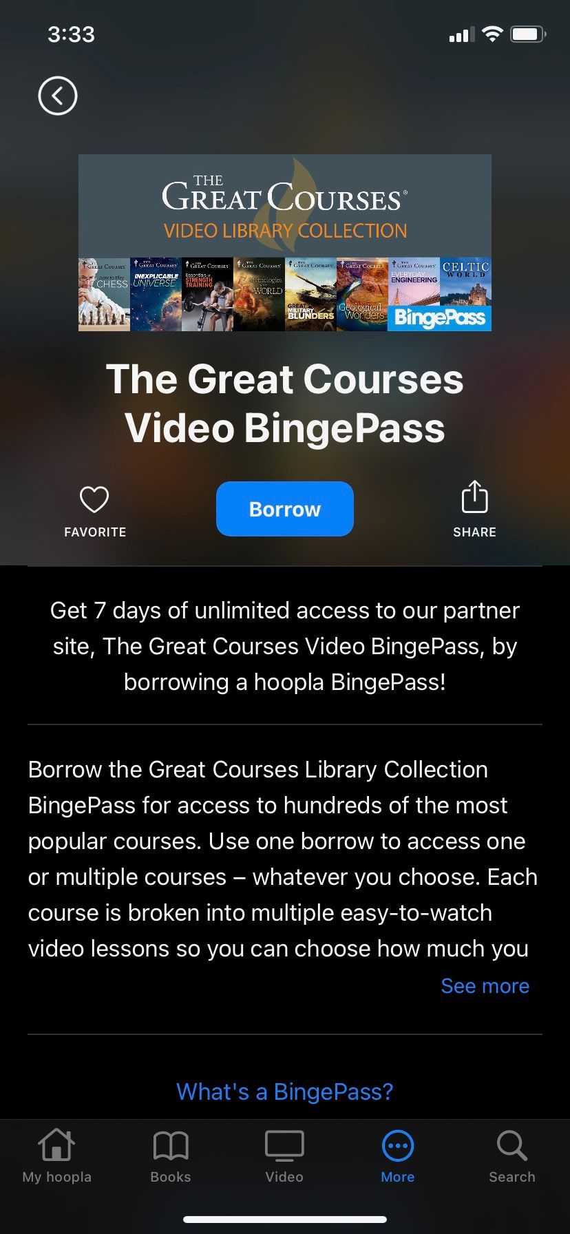 Hoopla Bingepass Great Courses
