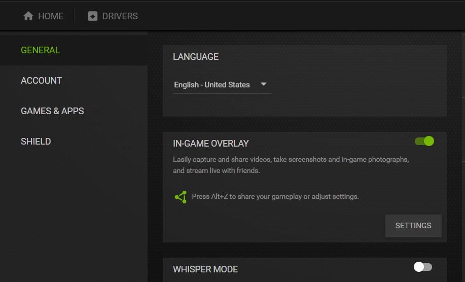 The In-Game Overlay option in GeForce Experience