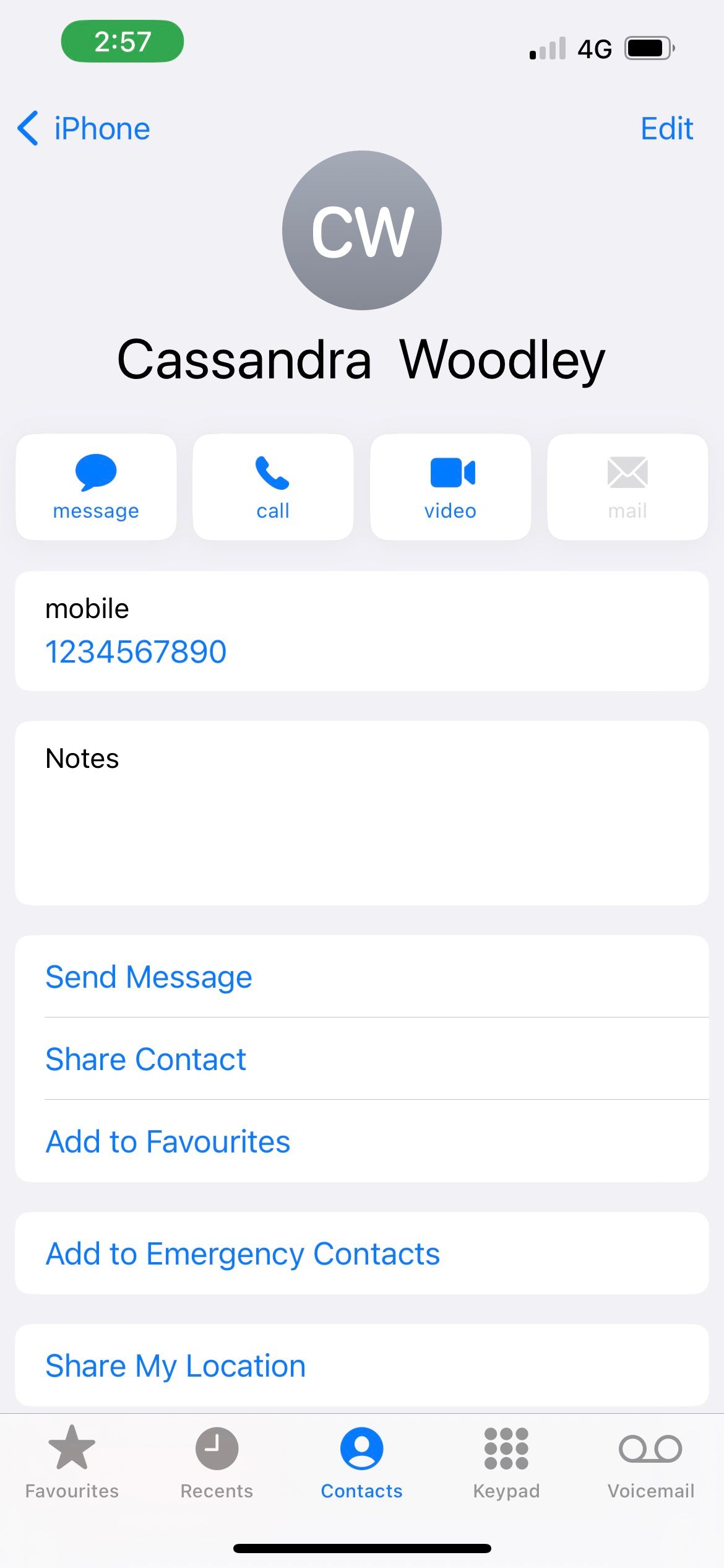 iphone contact information