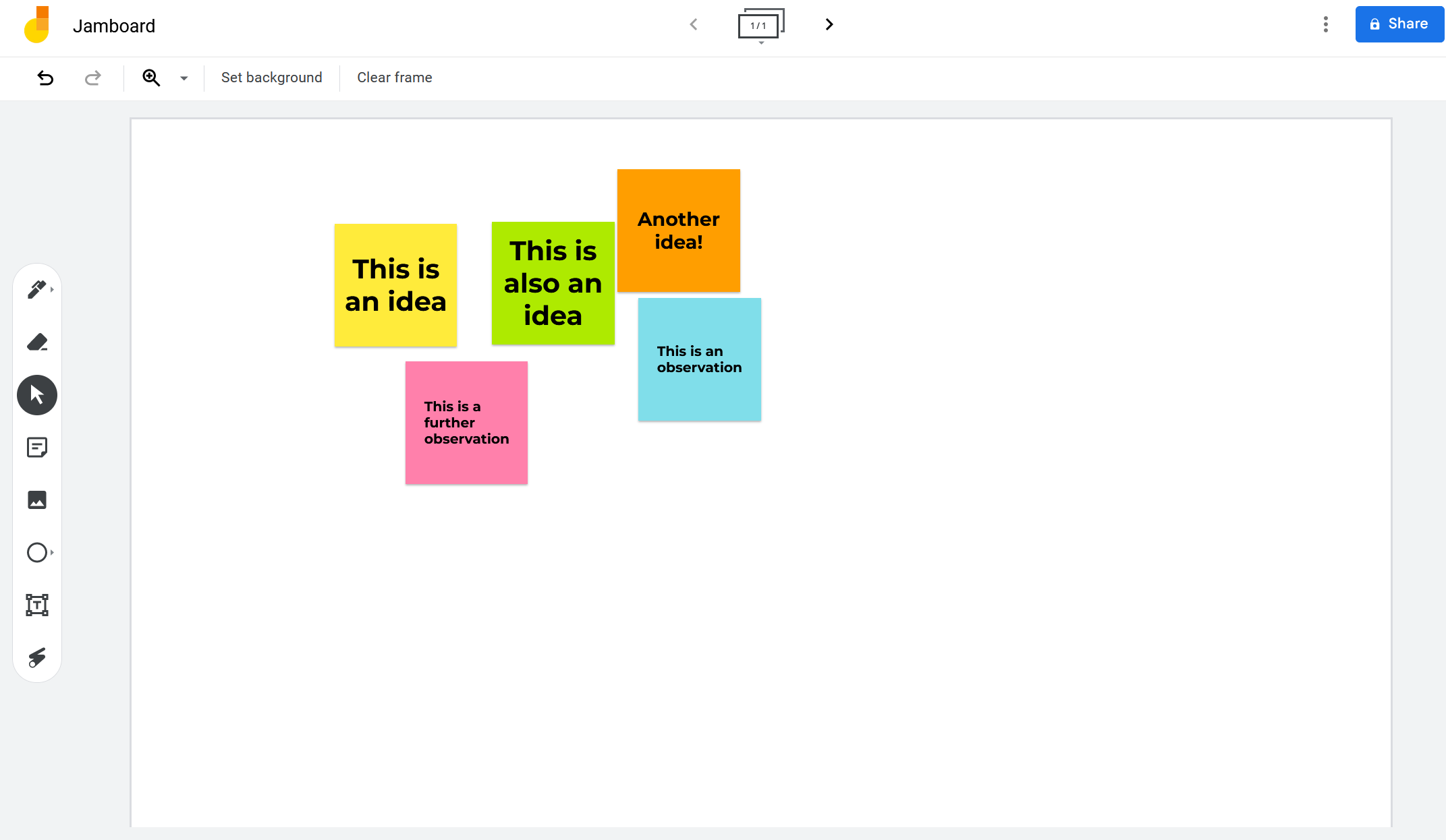 Sticky notes in Google Jamboard