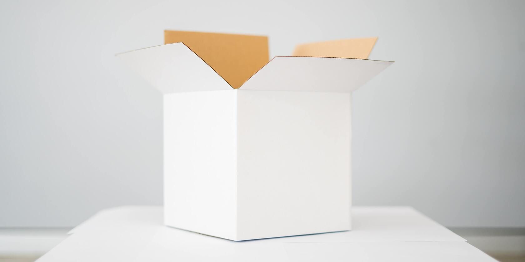 An image of an open white box