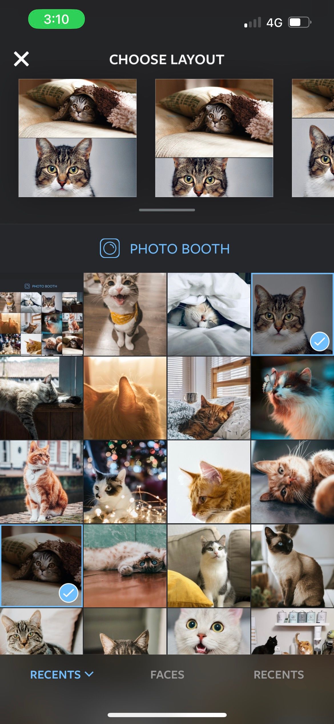 select photos to combine on iphone layout app