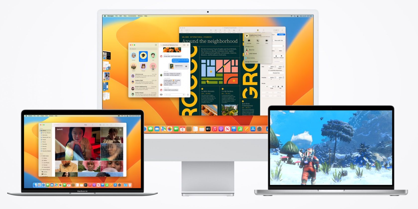 macOS Ventura shown on multiple devices