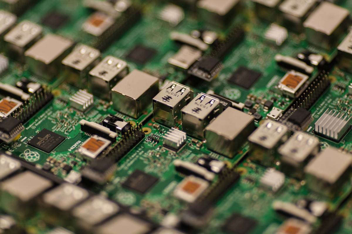 Many raspberry pis top view of the circuit board