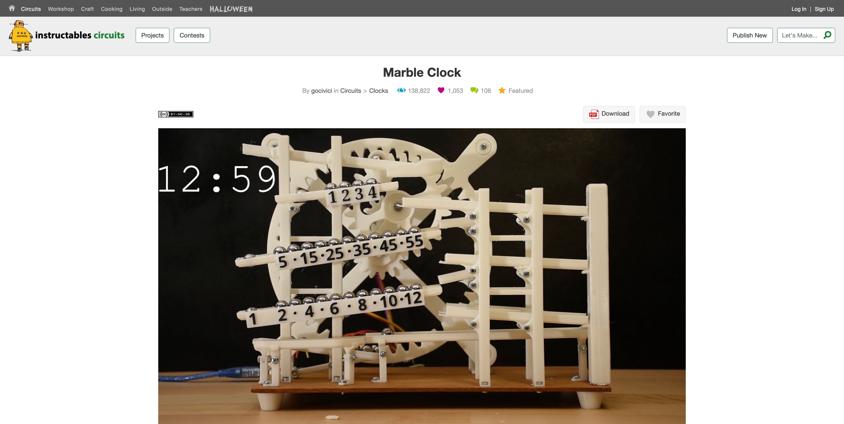 Marble Clock Instructables project page