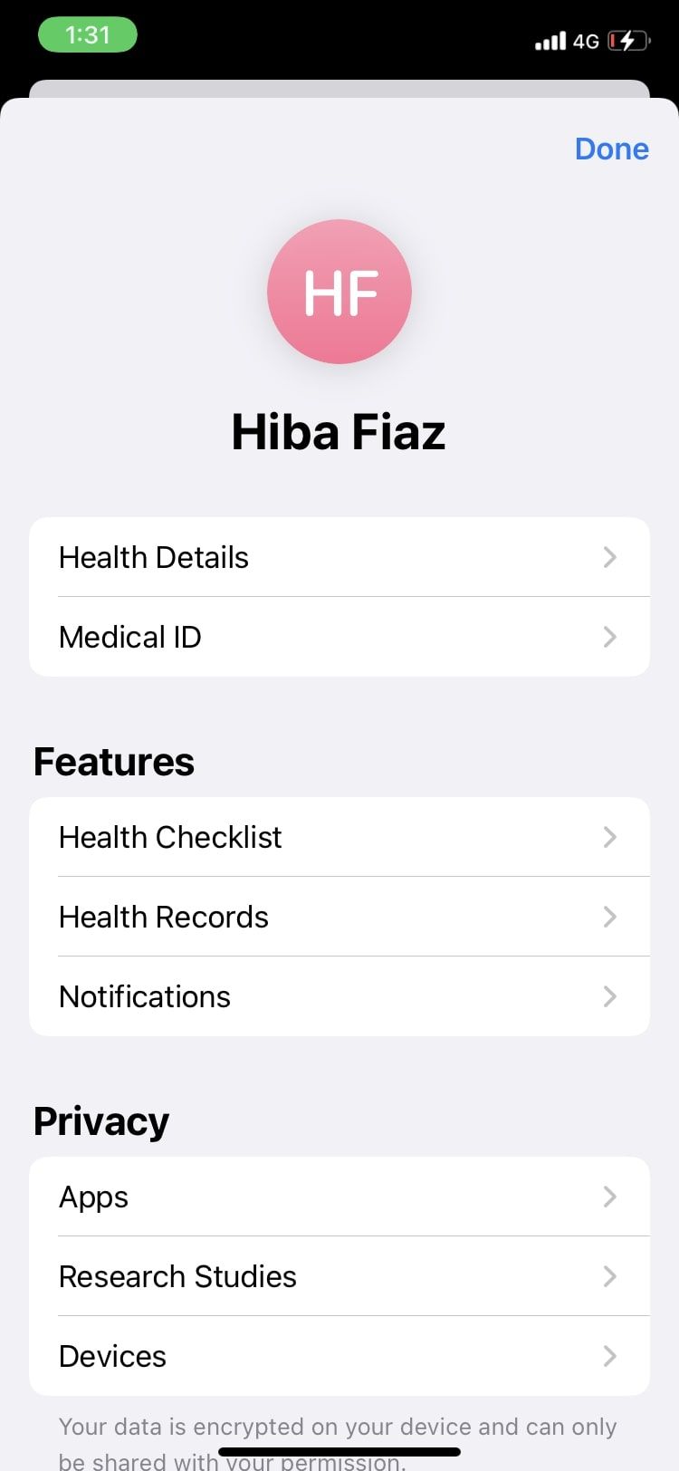 medical ID in Apple Health