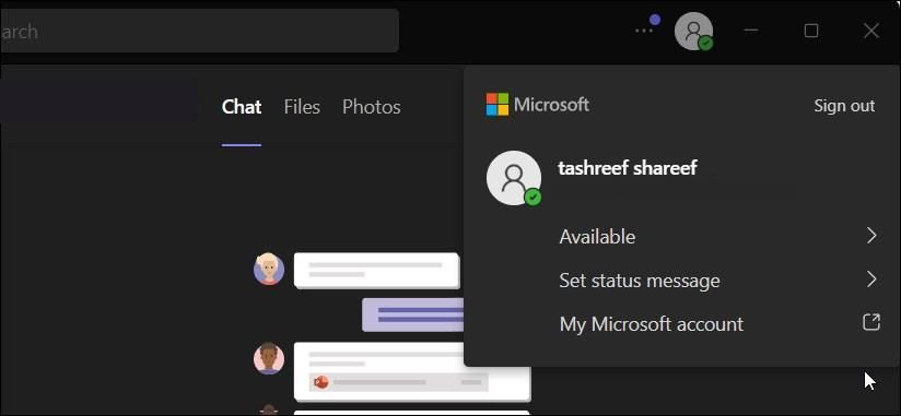 Microsoft teams sign out