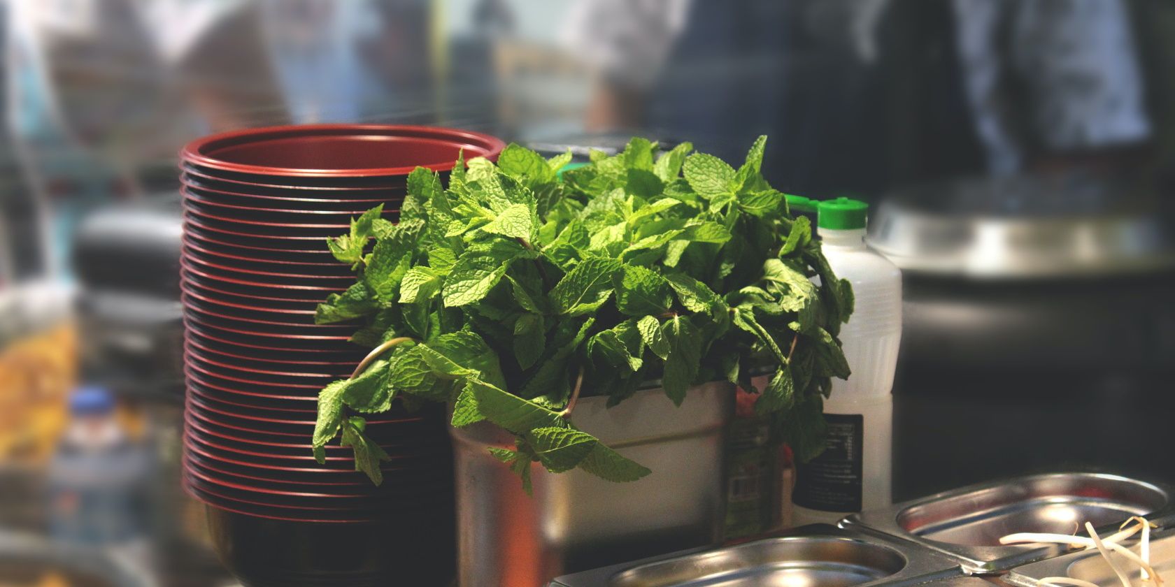 Mint leaves in kitchen
