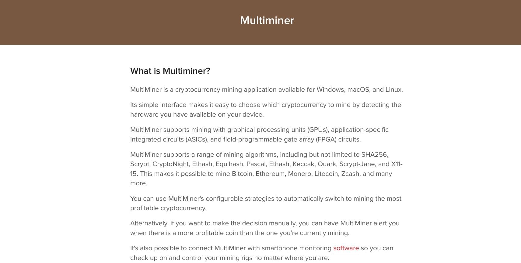 multiminer website homepage screenshot