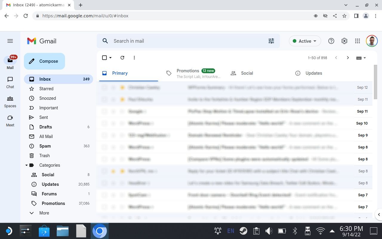 Load Gmail on a Steam Deck