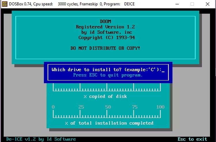 Install software in DOSBox