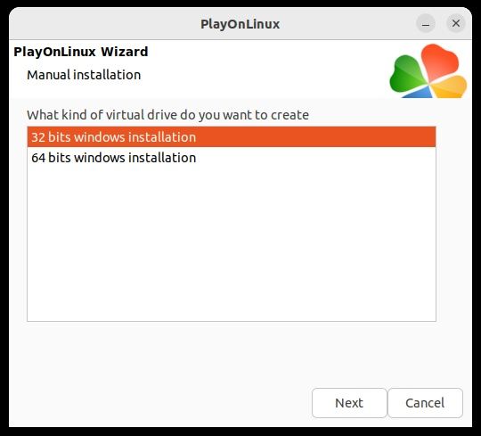 Install virtual drive with PlayOnLinux