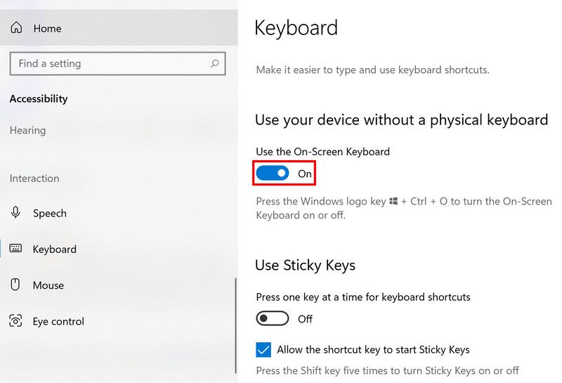 Disable the on-screen keyboard