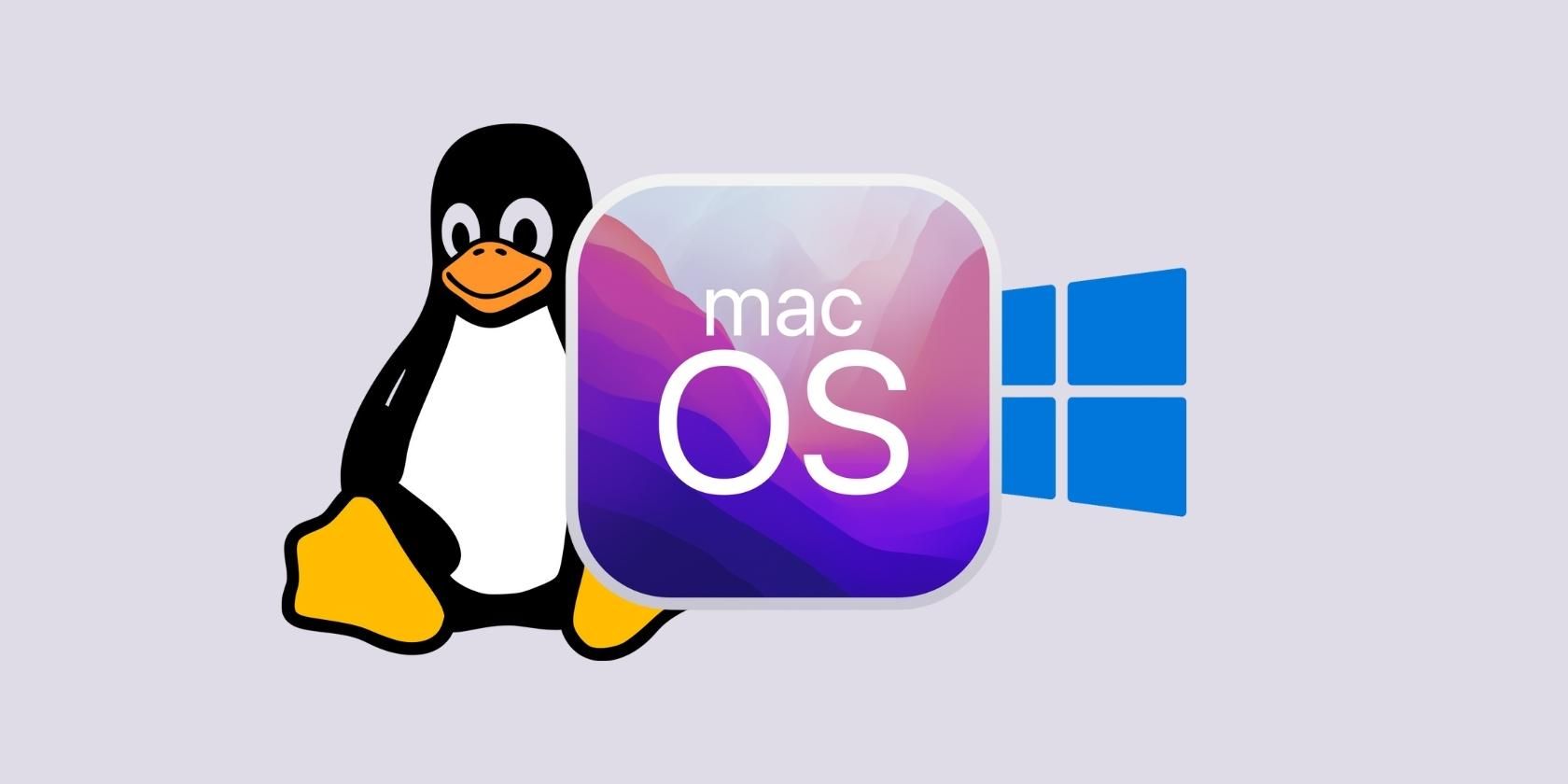 Linux, macOS, and Windows icons
