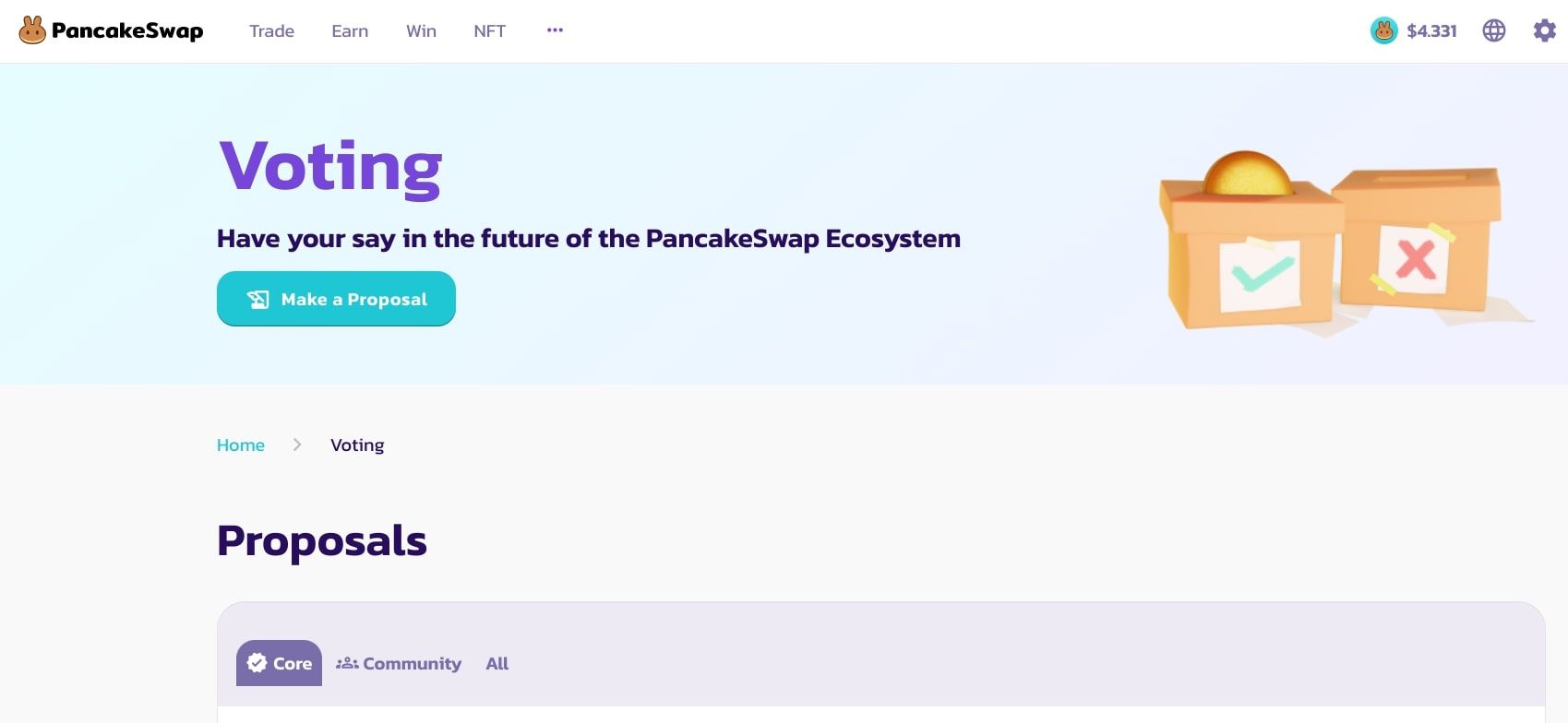 pancakeswap voting page screenshot