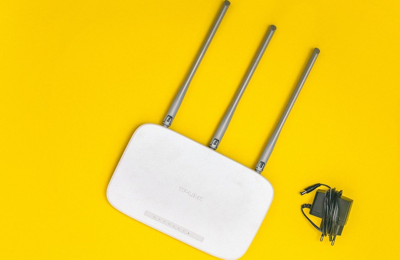 Wifi Router on Yellow Background