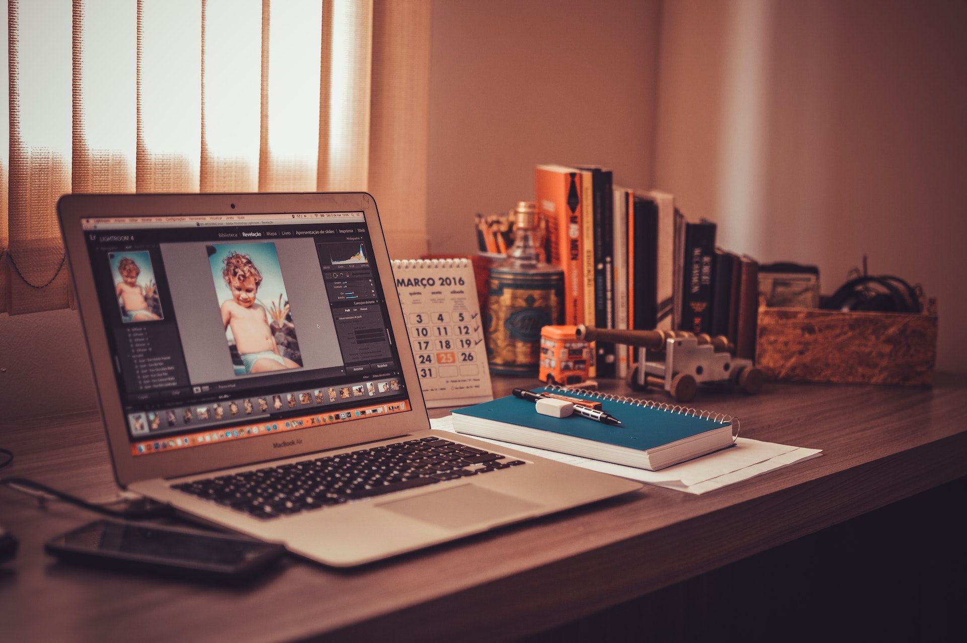 Photo editing software on a laptop