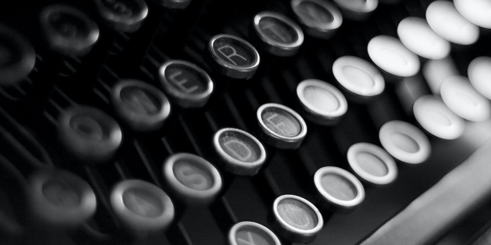 Closeup of dark typewriter keys