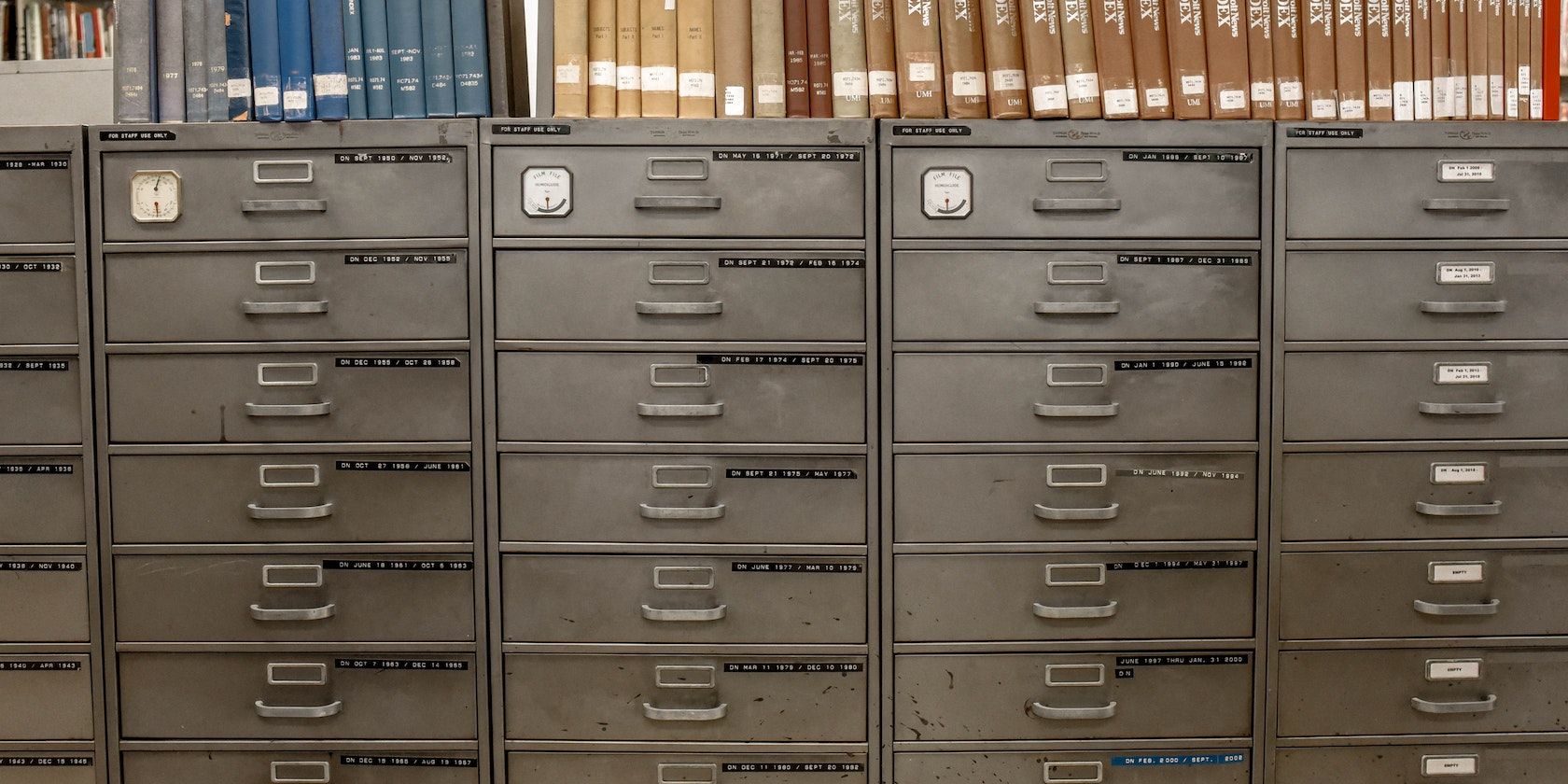 Gray steel file cabinets