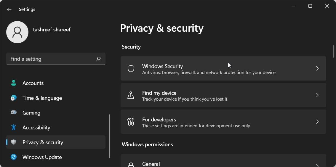 privacy and security windows security