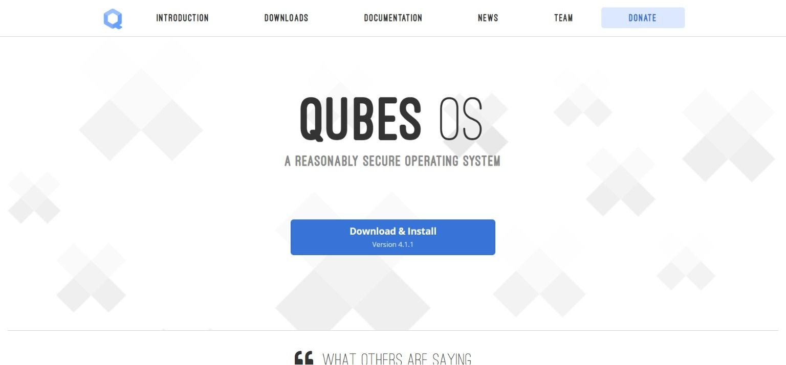 Qubes OS homepage