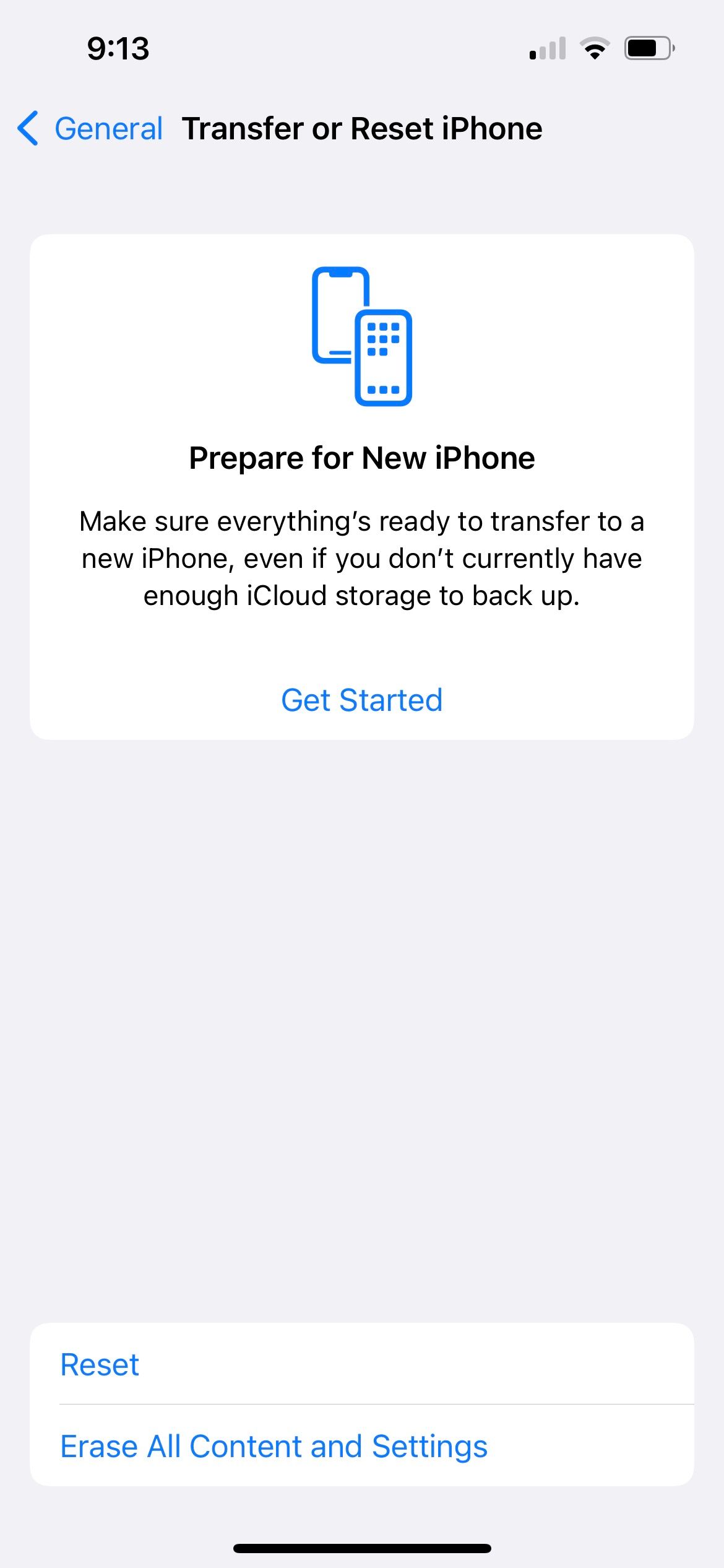 reset iphone in iphone settings app