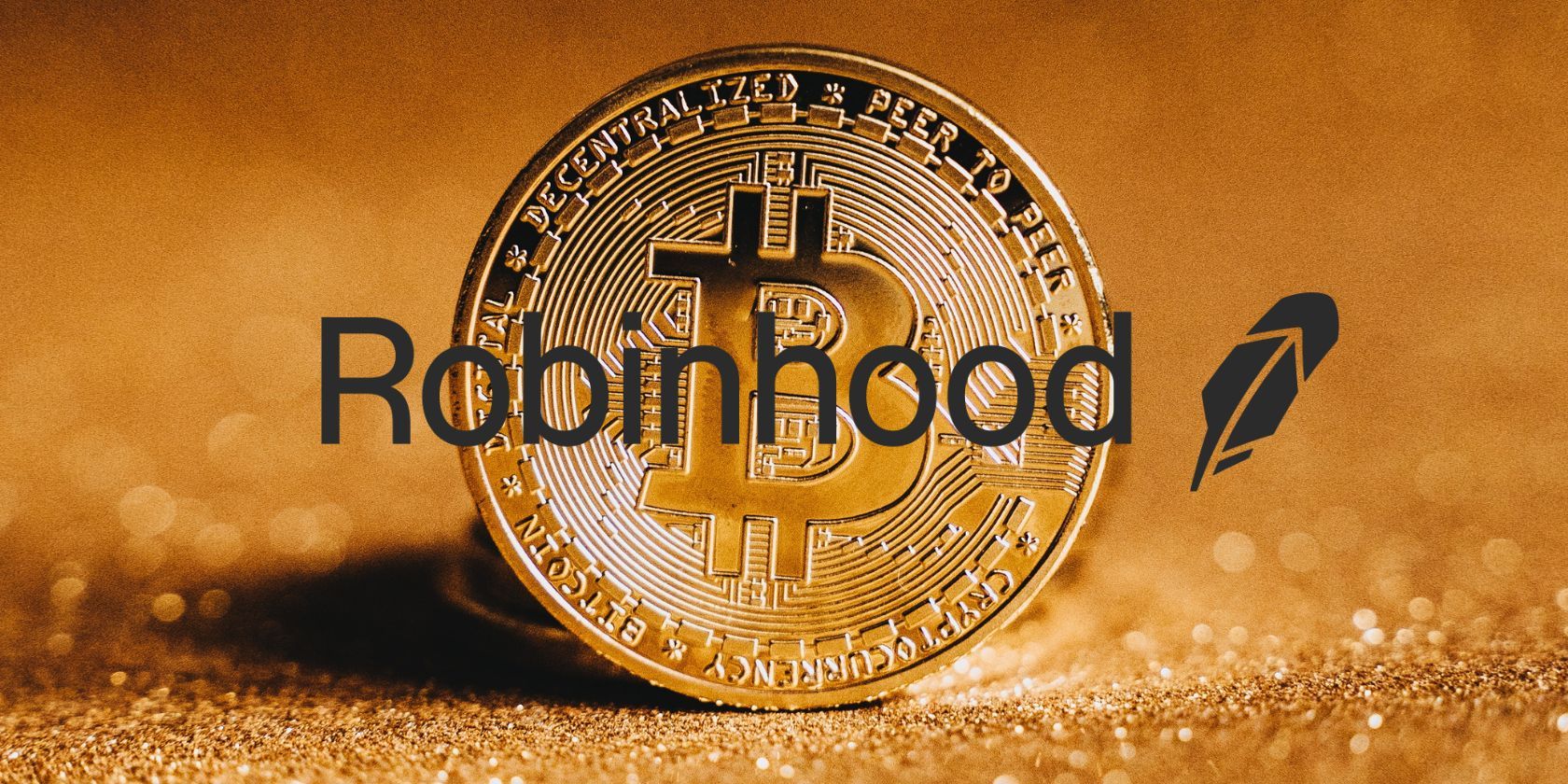 robinhood logo in front of bitcoin