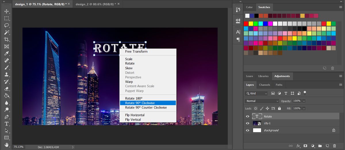 Rotate image in Photoshop