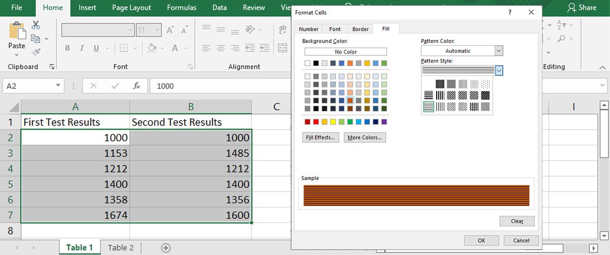 Bandingkan data baris di Excel