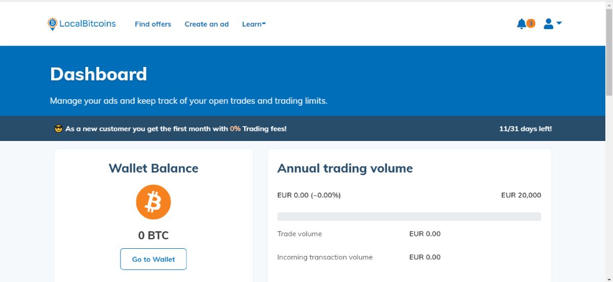 screenshot of localbitcoins user dashboard