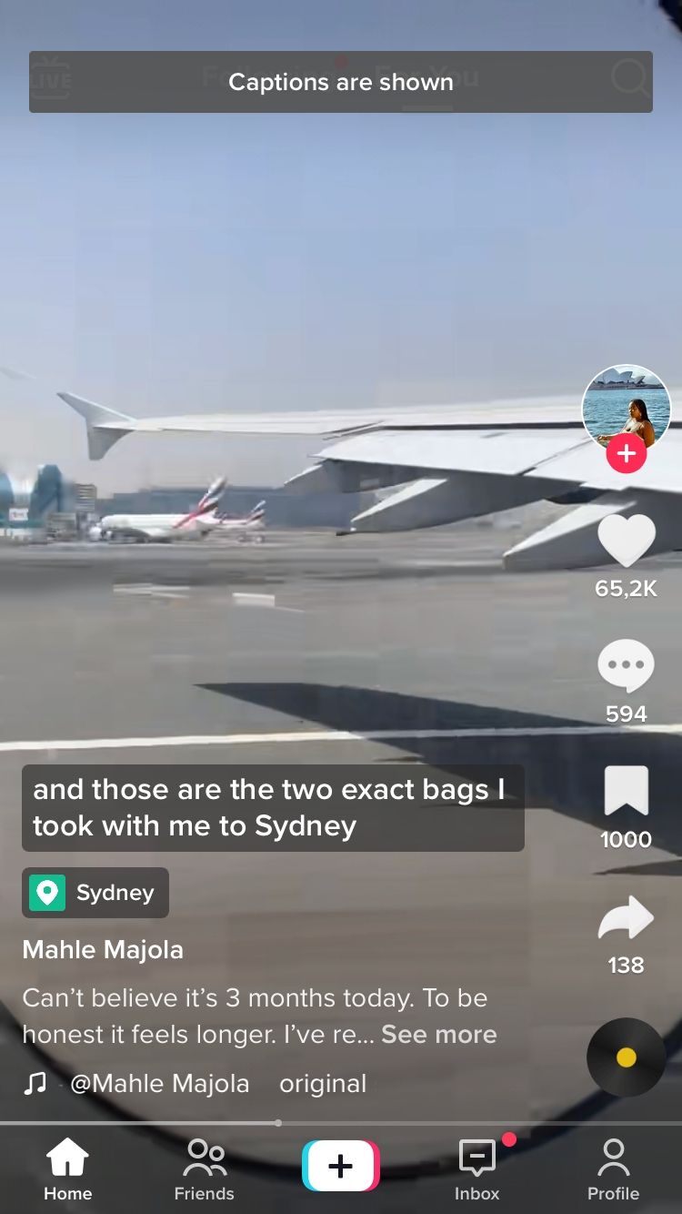 screenshot of tiktok video with captions turned on
