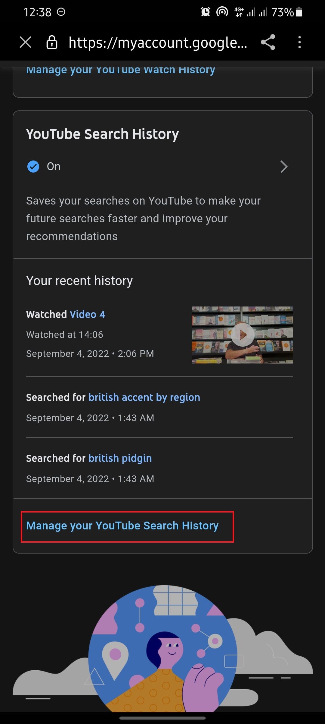 screenshot showing youtube data page on mobile