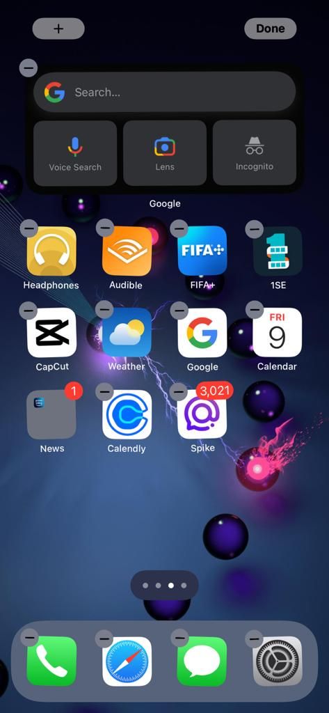 Screenshot of Google Widget on iPhone Home Screen