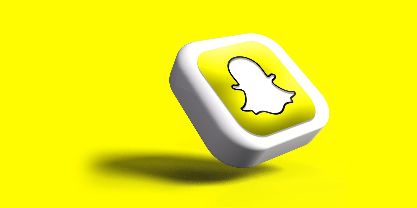 3D snapchat logo against yellow background