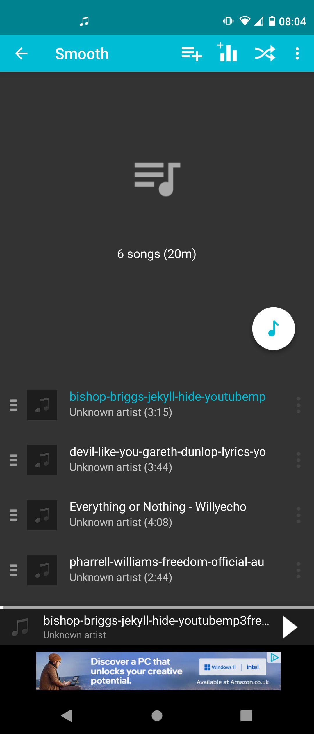 Song Playlist on Rocket Music Player