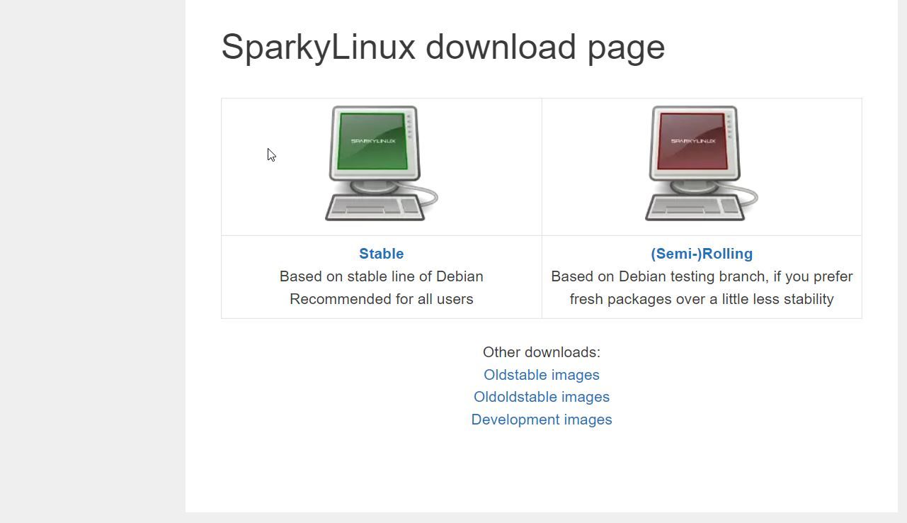 SparkyLinux download page