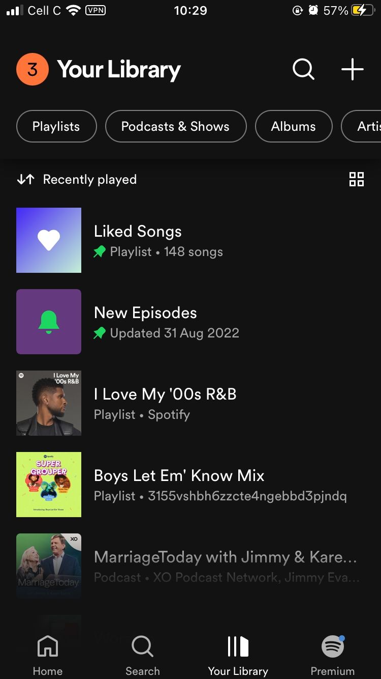spotify library on mobile