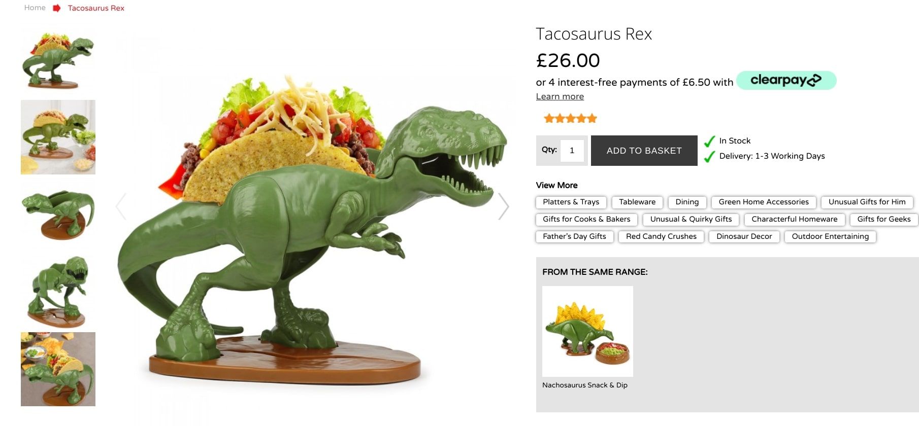 red candy taco holder product page screenshot