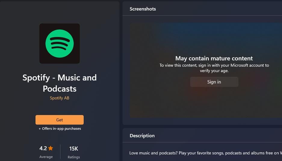 The Get button for Spotify 