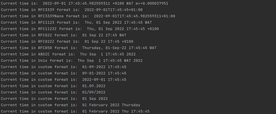 output of time and date in different formats program