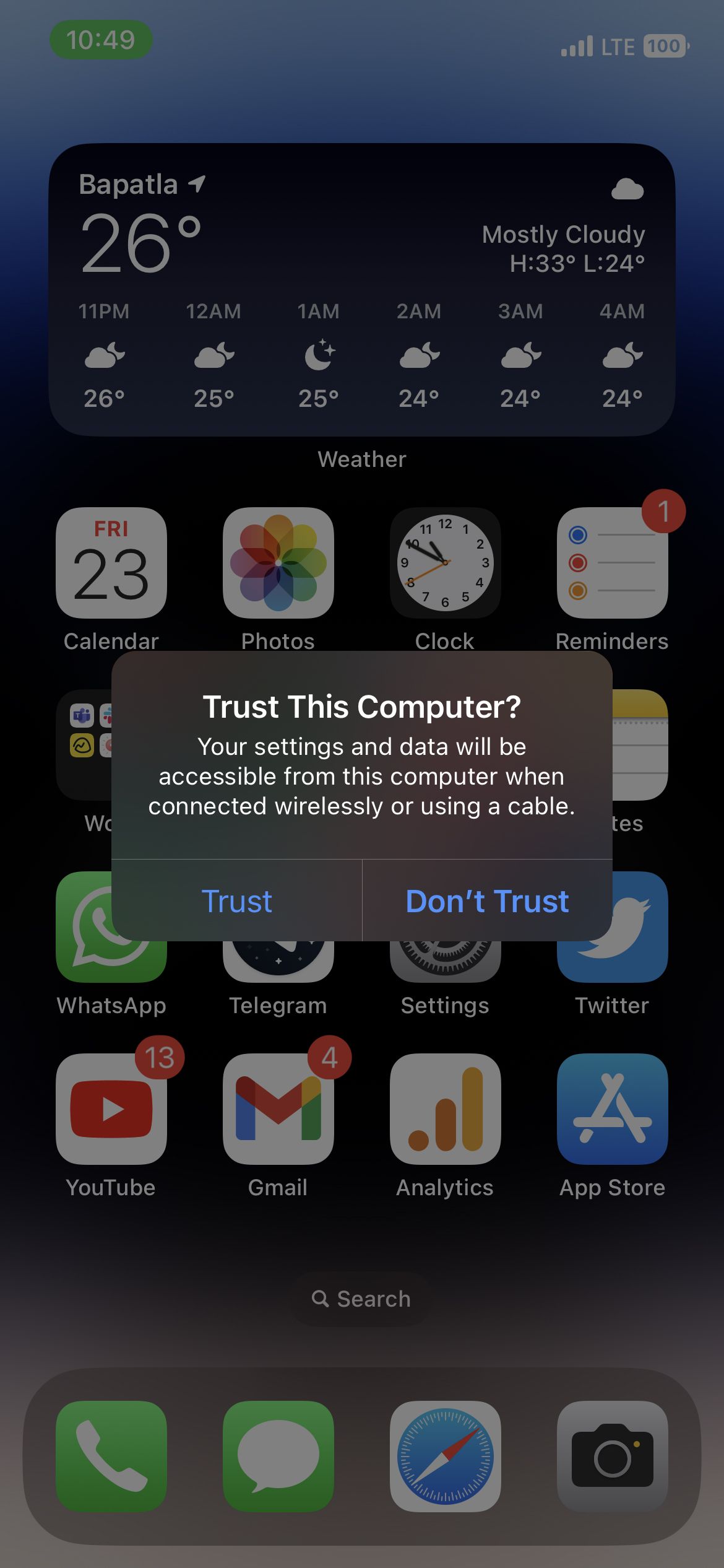 Trust this computer prompt on iOS